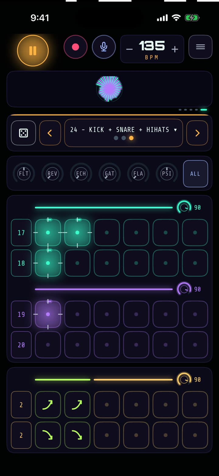 Loops playing on banks A and B in Live mode
